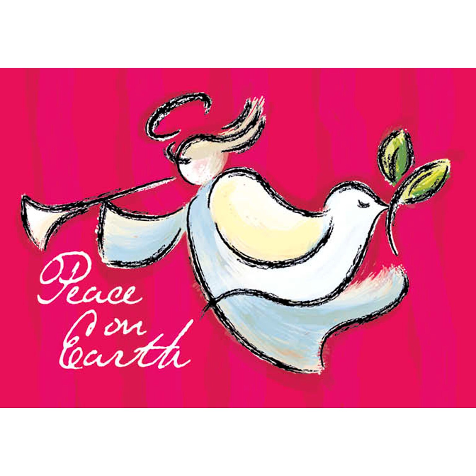 Peace On Earth Angel And Dove Holiday Greeting Cards, With A7 Envelopes, 7 x 5, 25 Cards per Set