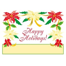 Cursive Happy Holidays Pointsettias Holiday Greeting Cards, With A7 Envelopes, 7 x 5, 25 Cards per