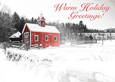 Warm Holiday Greetings Red Barn Holiday Greeting Cards, With A7 Envelopes, 7 x 5, 25 Cards per Set