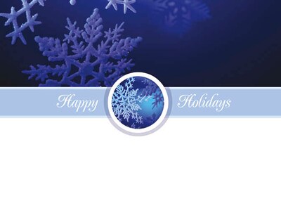 Happy Holidays Blue Snowflakes Holiday Greeting Cards, With A7 Envelopes, 7 x 5, 25 Cards per Set