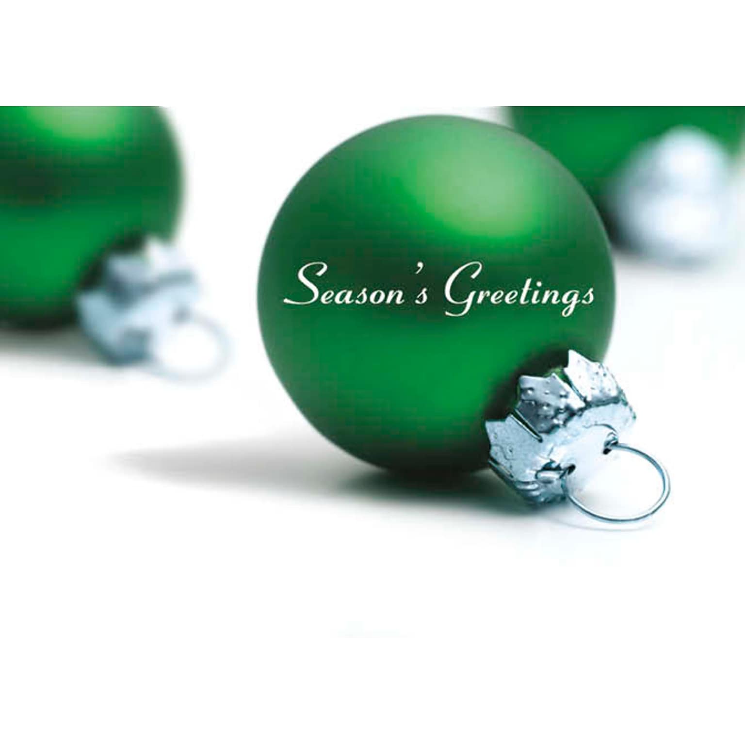 Seasons Greetings Green Ornament Holiday Greeting Cards, With A7 Envelopes, 7 x 5, 25 Cards per Set