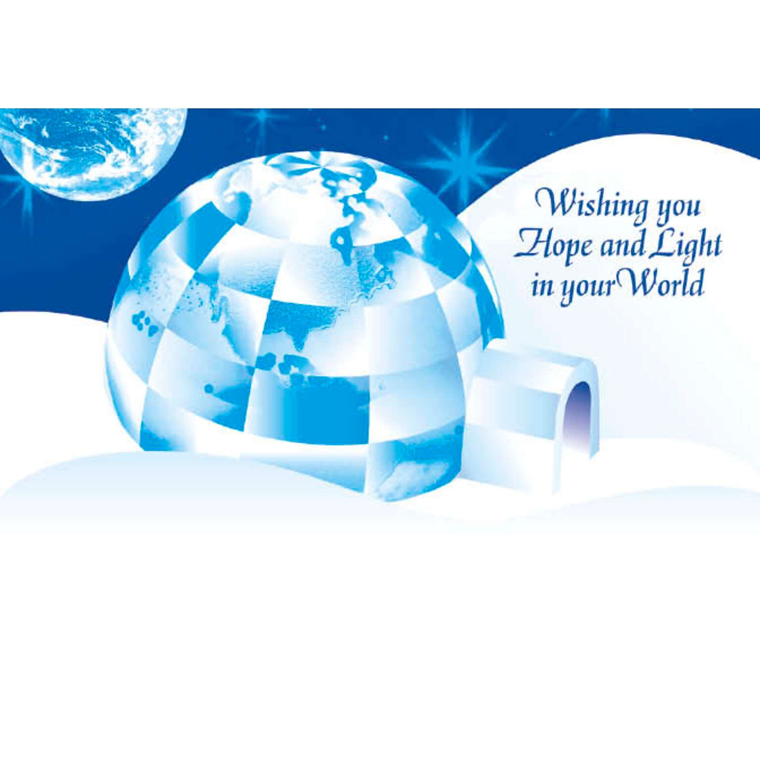Wishing You Hope And Light In Your World Earth Igloo Holiday Greeting Cards, With A7 Envelopes, 7 x 5, 25 Cards per Set