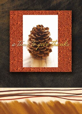 A Time To Give Thanks Pinecone Seasonal Greeting Cards, With A7 Envelopes, 7 x 5, 25 Cards per Set