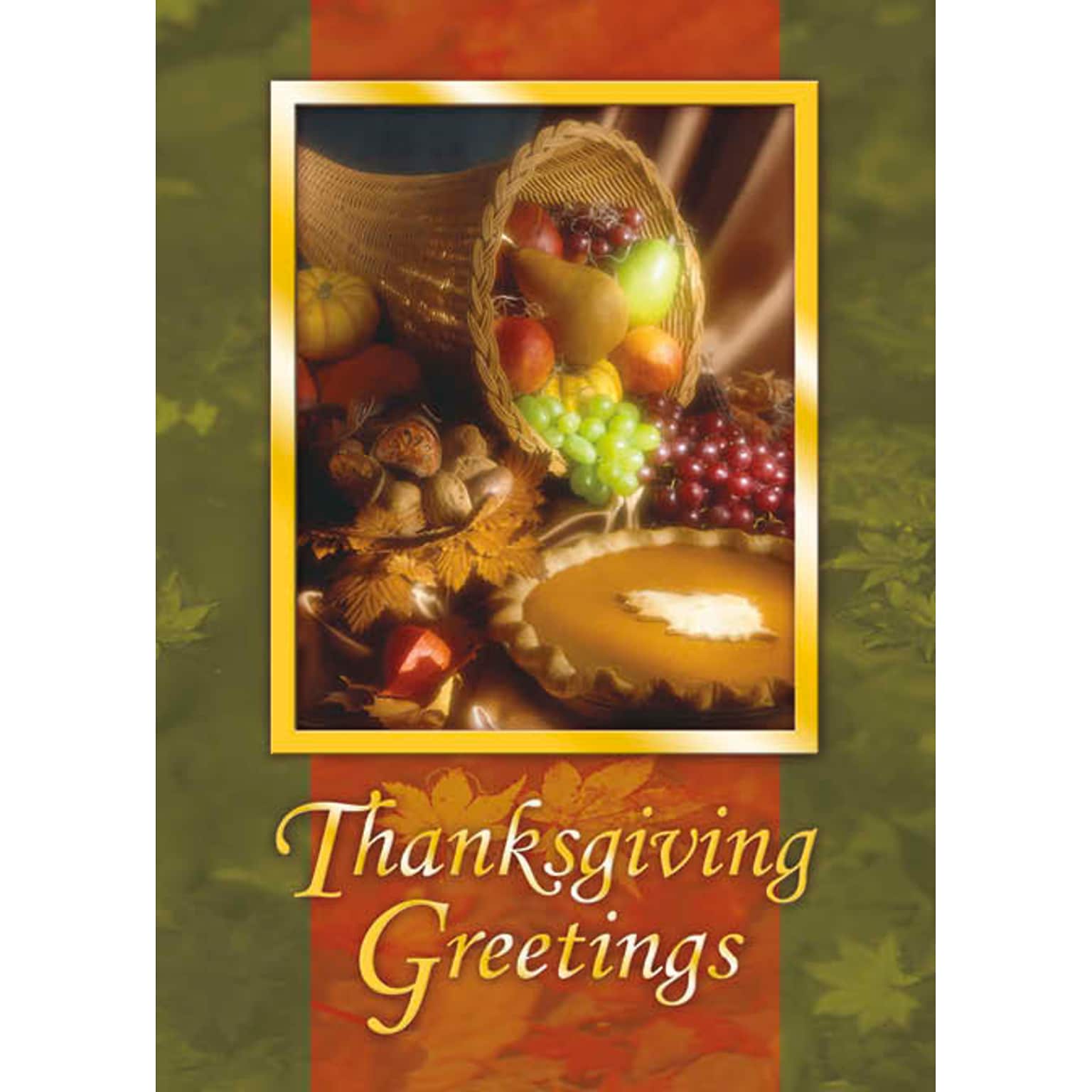 Thanksgiving Greetings Basket Of Fruit Autumn Seasonal Greeting Cards, With A7 Envelopes, 7 x 5, 25 Cards per Set