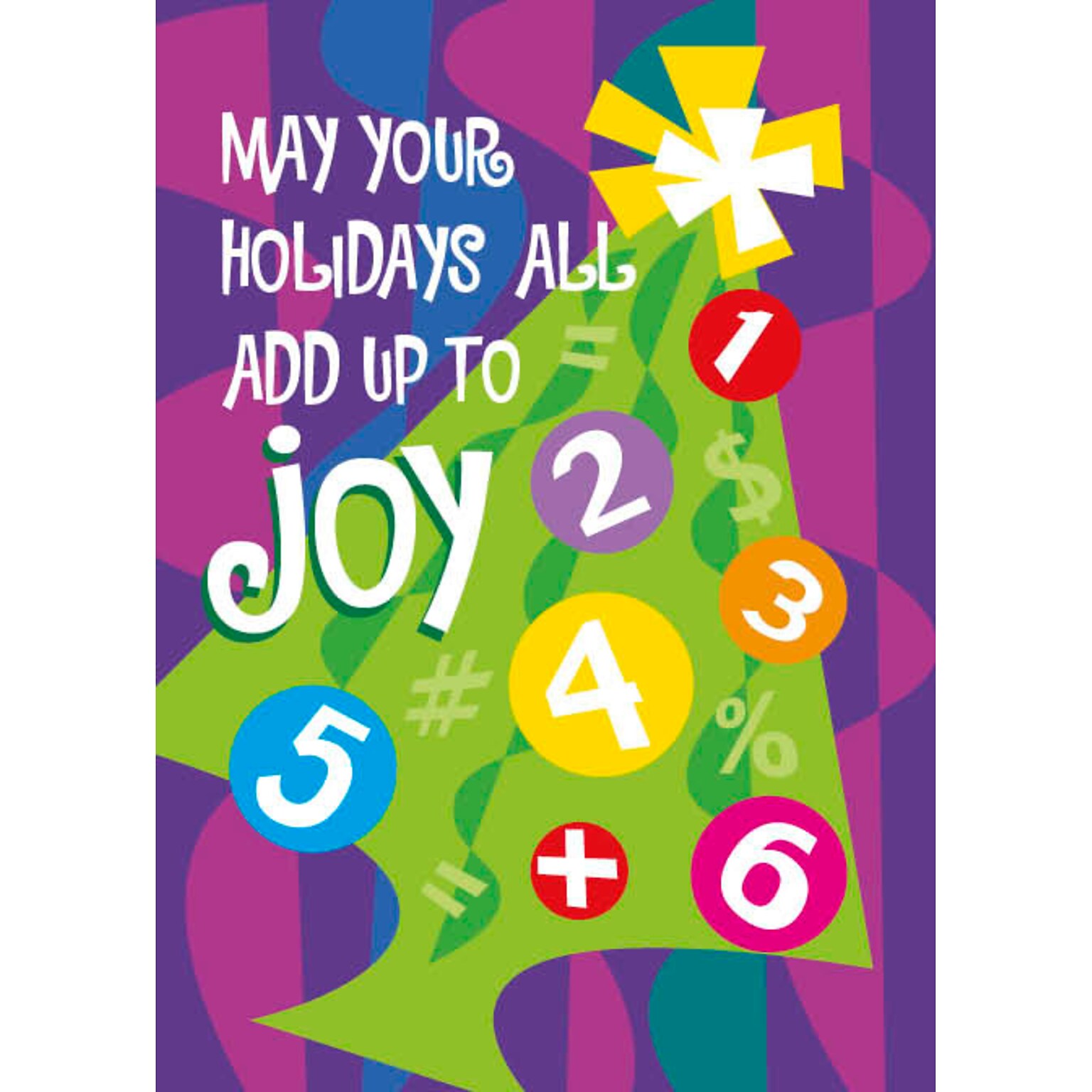 May Your Holidays All Add Up To Joy Numbers Tree Holiday Greeting Cards, With A7 Envelopes, 7 x 5, 25 Cards per Set