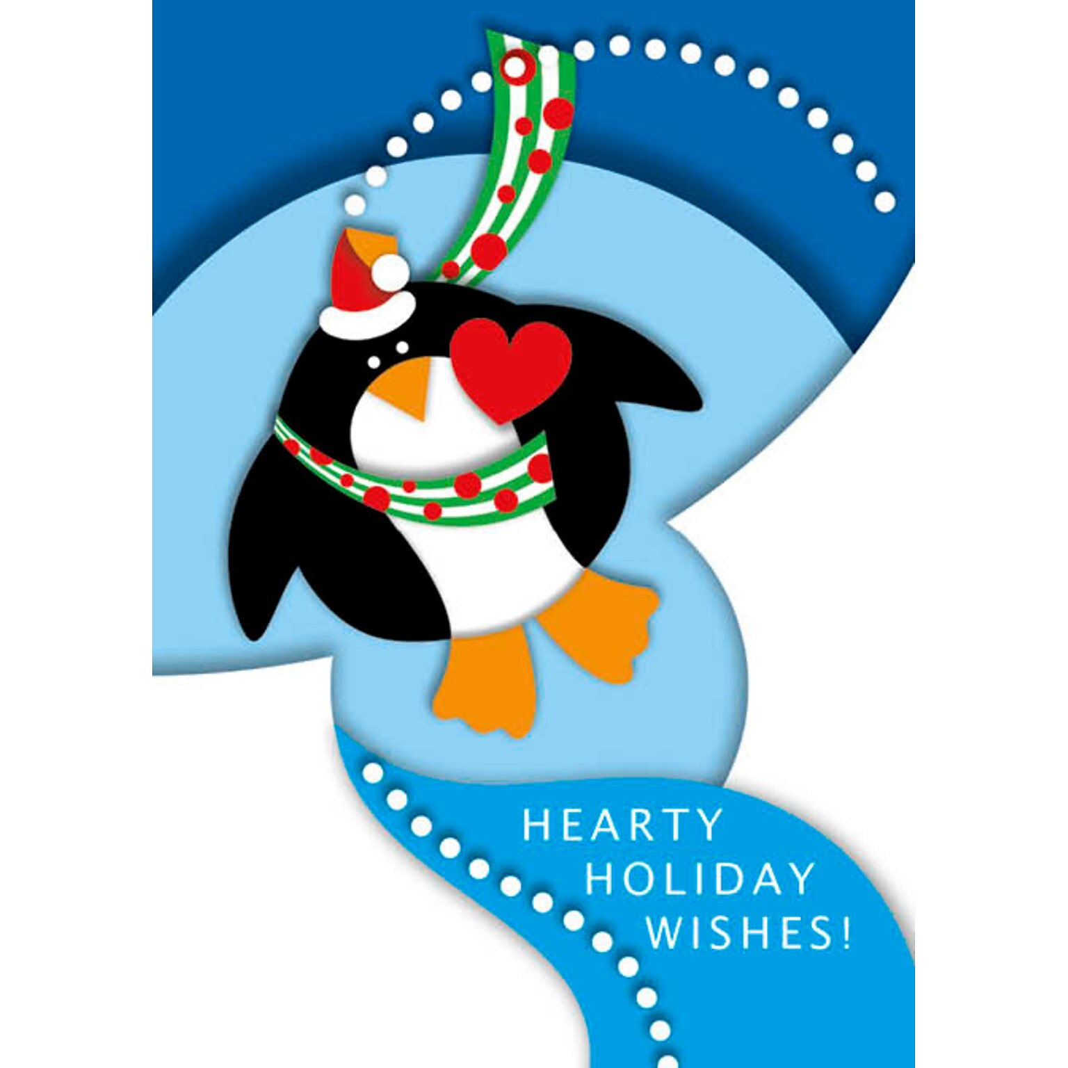 Hearty Holiday Wishes Penguin Holiday Greeting Cards, With A7 Envelopes, 7 x 5, 25 Cards per Set