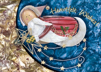 Heartfelt Wishes Santa Angel Holiday Greeting Cards, With A7 Envelopes, 7 x 5, 25 Cards per Set