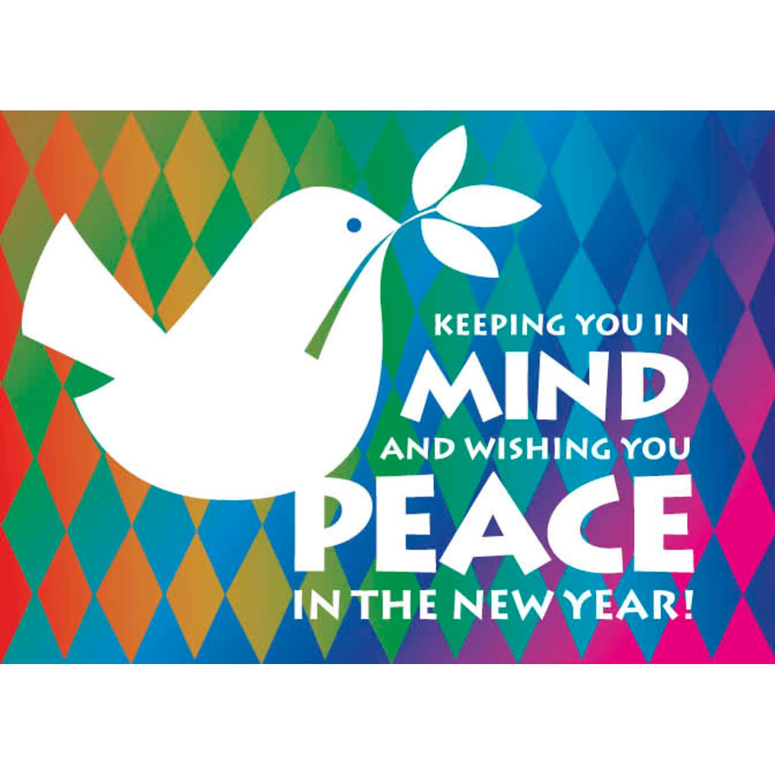 Wishing You Peace In The New Year Dove Holiday Greeting Cards, With A7 Envelopes, 7 x 5, 25 Cards per Set