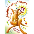 Happy New Year Jump For Joy Kangaroo Holiday Greeting Cards, With A7 Envelopes, 7 x 5, 25 Cards pe