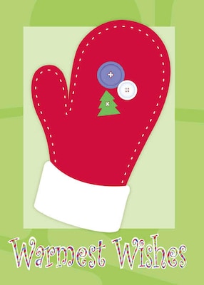 Warmest Wishes Mitten Holiday Greeting Cards, With A7 Envelopes, 7 x 5, 25 Cards per Set