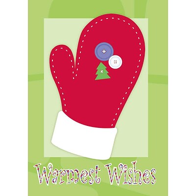 Warmest Wishes Mitten Holiday Greeting Cards, With A7 Envelopes, 7 x 5, 25 Cards per Set