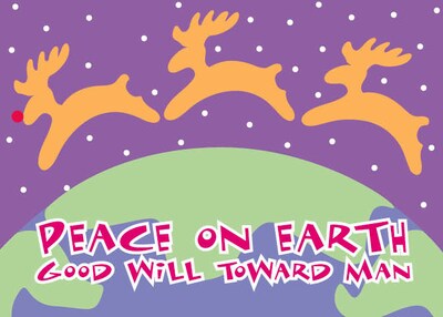 Peace On Earth Good Will Toward Man Holiday Greeting Cards, With A7 Envelopes, 7 x 5, 25 Cards per