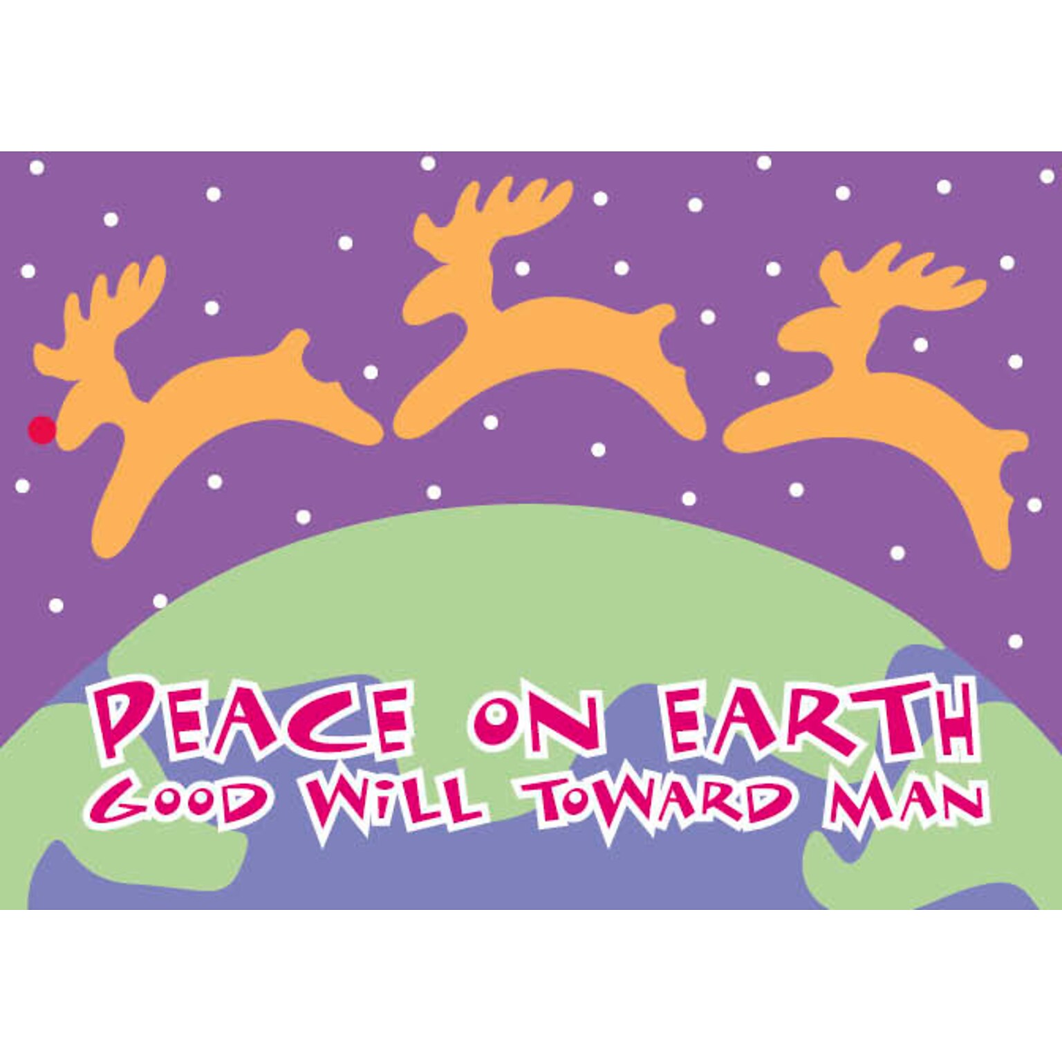 Peace On Earth Good Will Toward Man Holiday Greeting Cards, With A7 Envelopes, 7 x 5, 25 Cards per Set