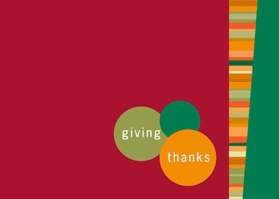 Giving Thanks Holiday Greeting Cards, With A7 Envelopes, 7 x 5, 25 Cards per Set