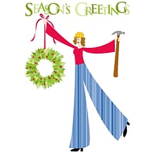 Seasons Greetings Construction Holiday Greeting Cards, With A7 Envelopes, 7 x 5, 25 Cards per Set