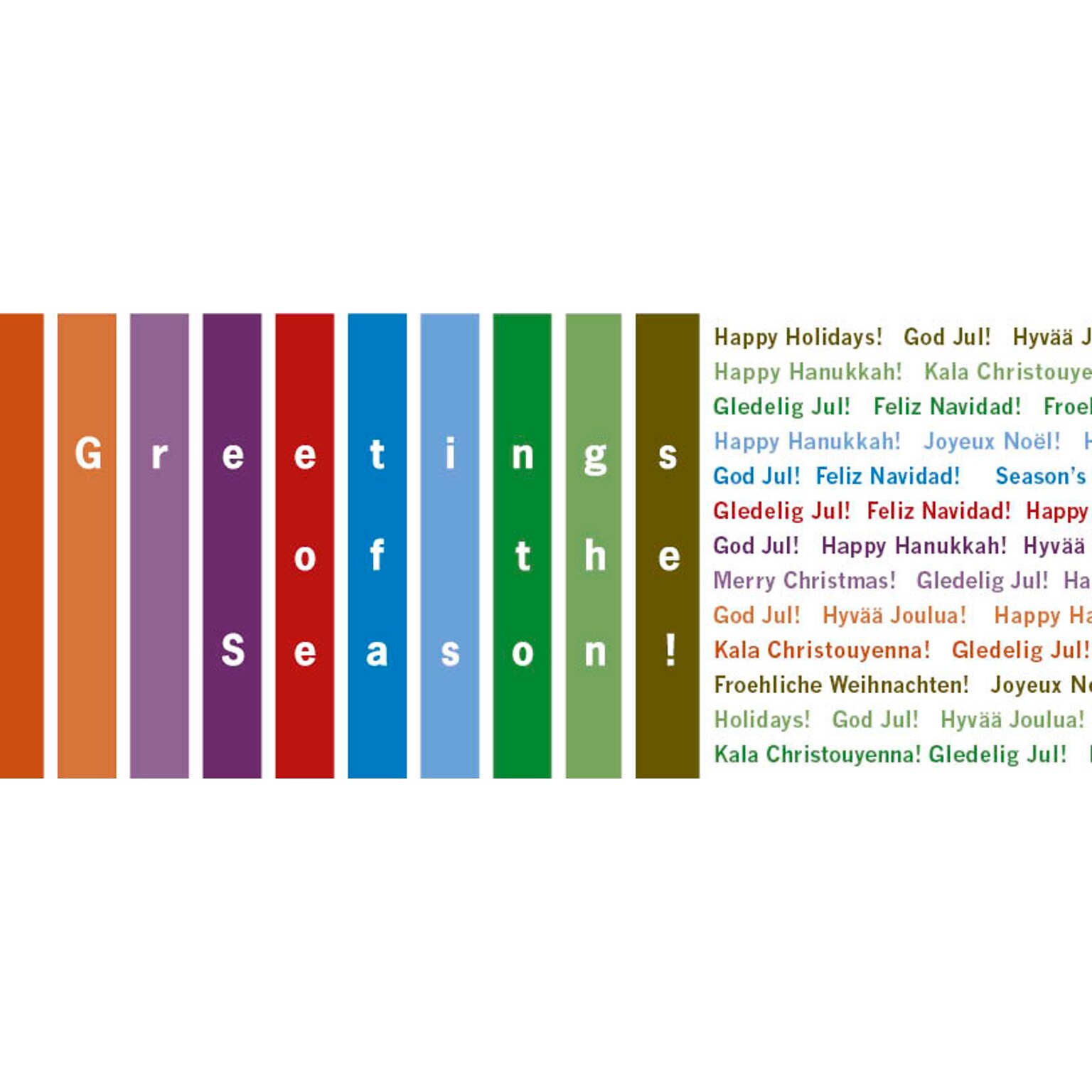 Greetings Of The Season Happy Holidays Languages Holiday Greeting Cards, With A7 Envelopes, 7 x 5, 25 Cards per Set