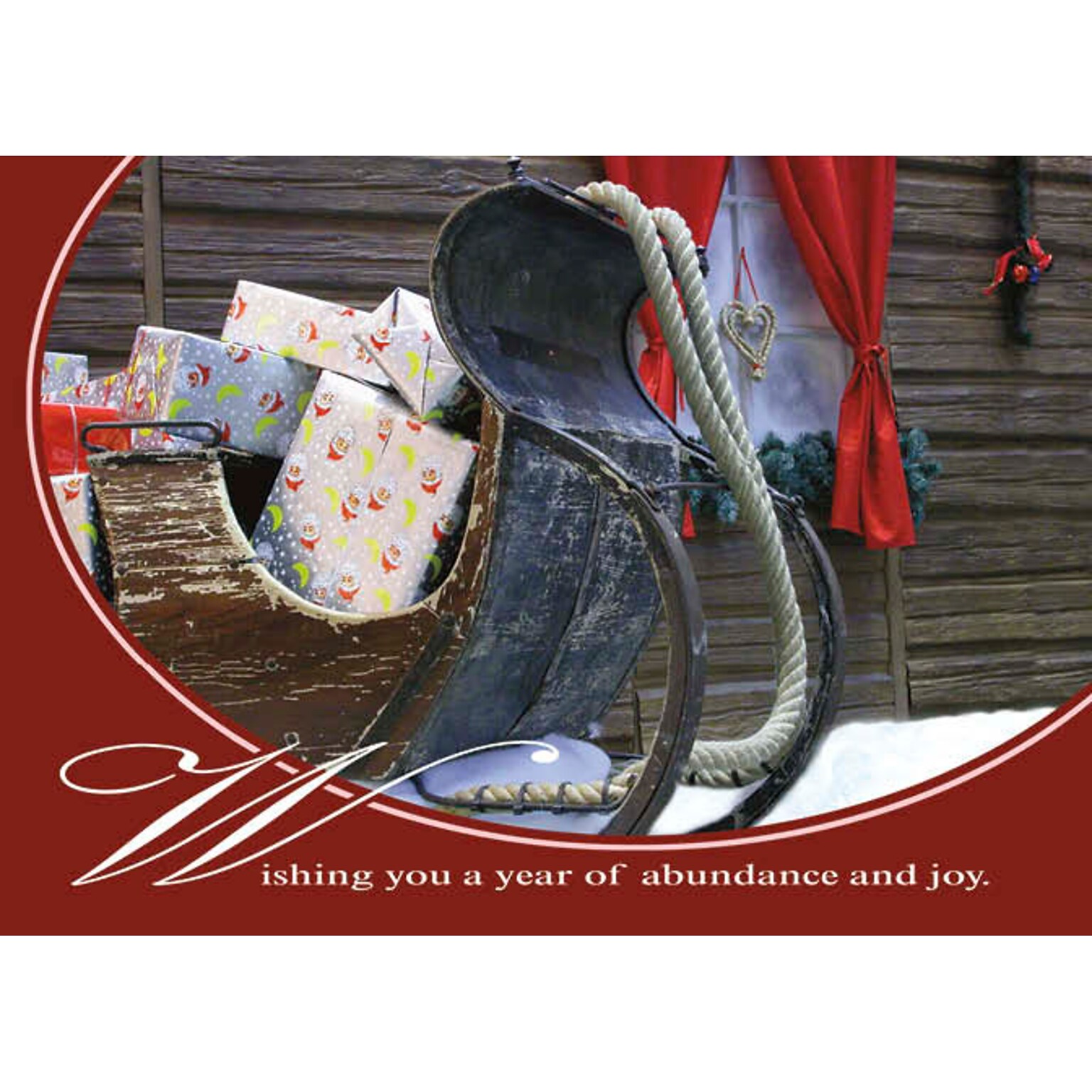 Wishing You A Year Of Abundance And Joy Holiday Greeting Cards, With A7 Envelopes, 7 x 5, 25 Cards per Set