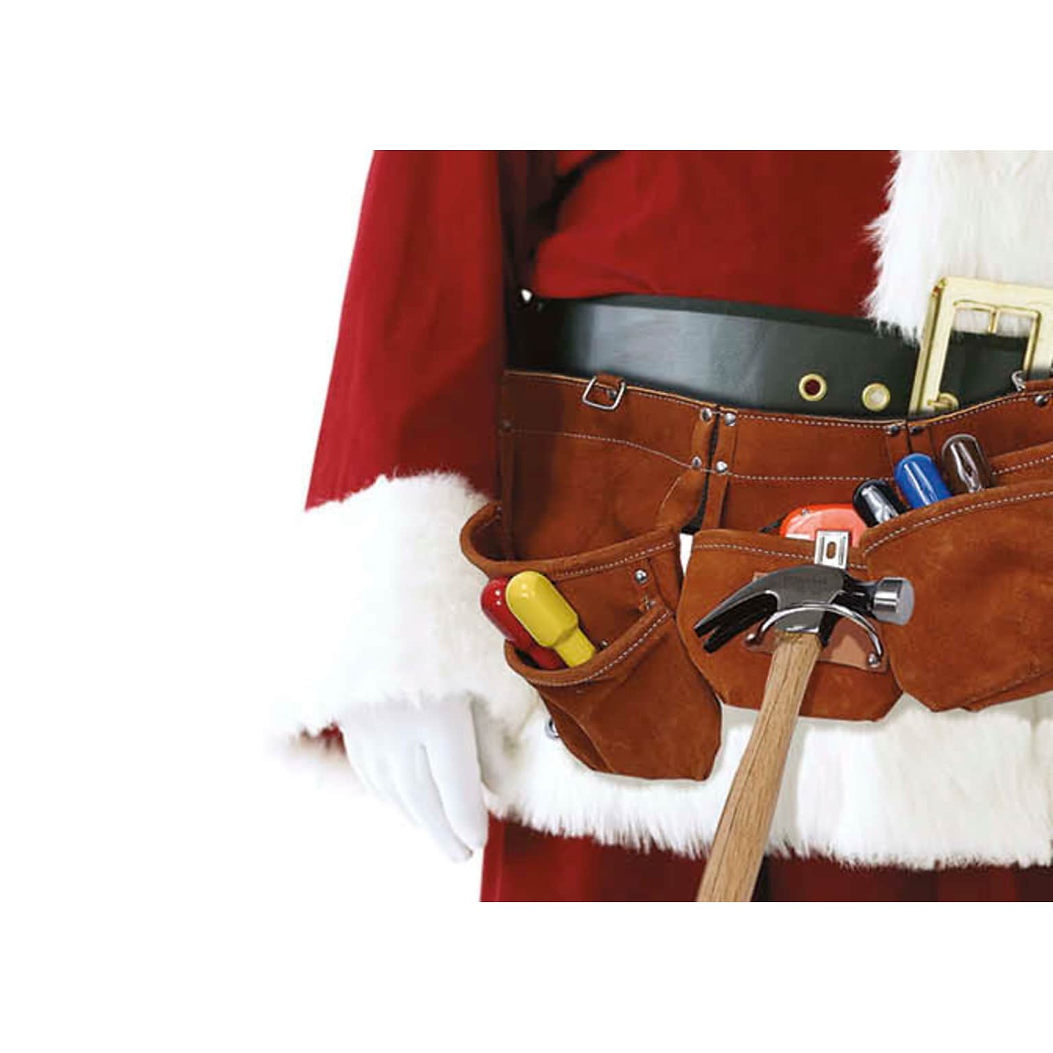 Seasons Greetings Tool Belt On Santa Holiday Greeting Cards, With A7 Envelopes, 7 x 5, 25 Cards per Set