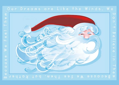 Happy Holidays Dreams Like The Winds Santa Christmas Greeting Cards, With A7 Envelopes, 7 x 5, 25
