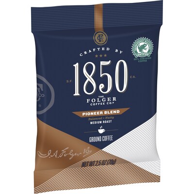 1850 Pioneer Blend Ground Coffee, Medium Roast, 2.5 oz. Fraction Pack, 24/Carton (SMU21511)