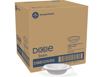 Dixie Basic Paper Bowl, 12 Oz., White, 500 Bowls/Case (DBB12WR1)