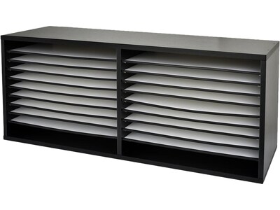 AdirOffice 20-Compartment Literature Organizers, 38.25 x 11.75, Black (503-20-BLK)