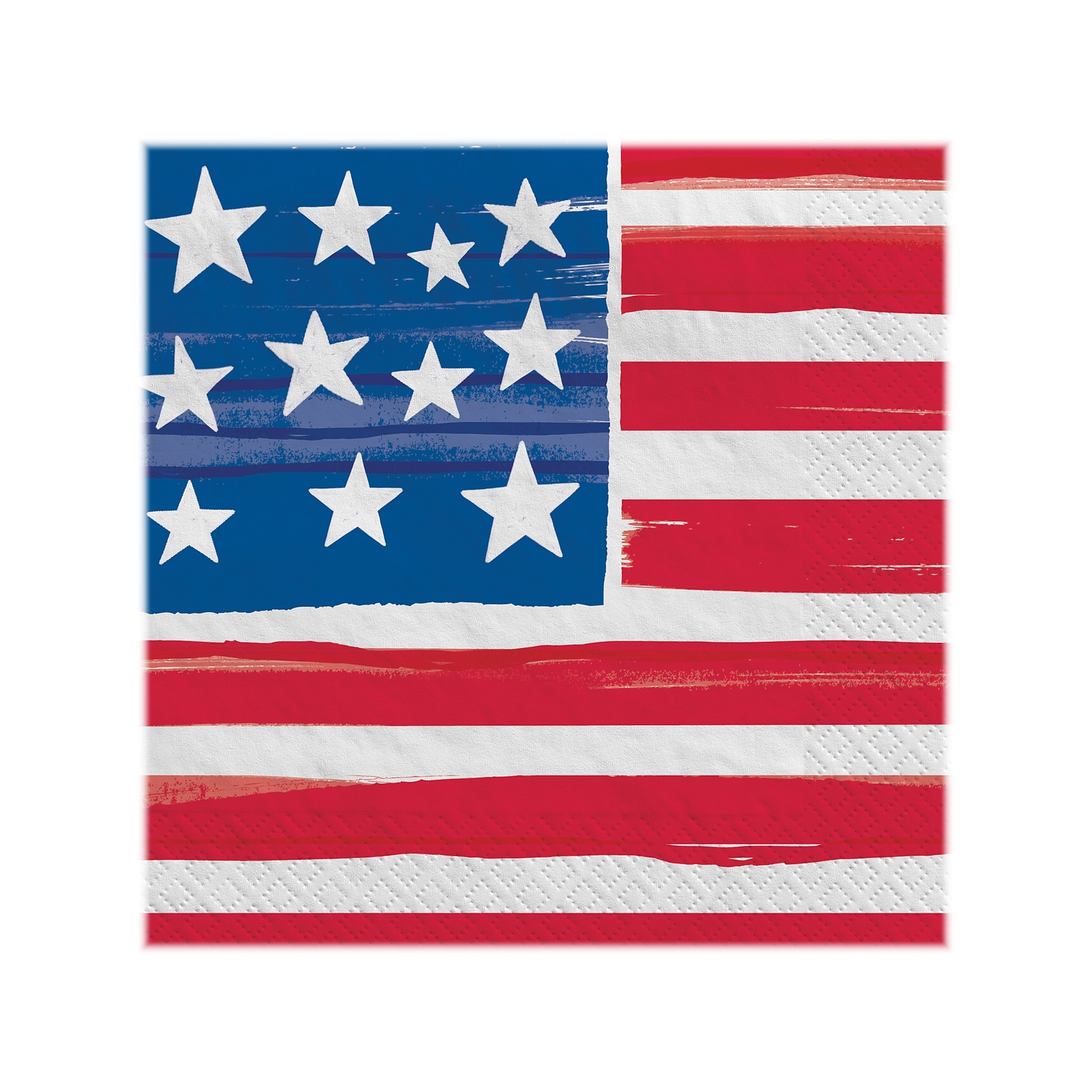 Amscan Painted Patriotic Fourth of July Luncheon Napkins, Blue/Red/White, 100/Pack (713079)