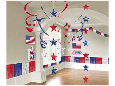 Amscan Patriotic Giant Room Decorating Kit, Blue/White/Red (243700)
