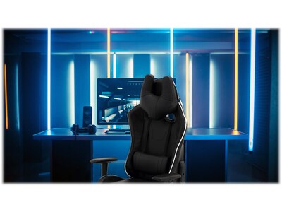 Hanover Commando Fabric Ergonomic Racing Gaming Chair, Black/White (HGC0106)