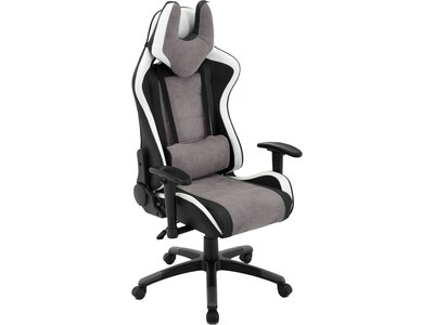 Hanover Commando Fabric Ergonomic Racing Gaming Chair, Black/Gray/White (HGC0107)