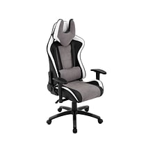 Hanover Commando Fabric Ergonomic Racing Gaming Chair, Black/Gray/White (HGC0107)