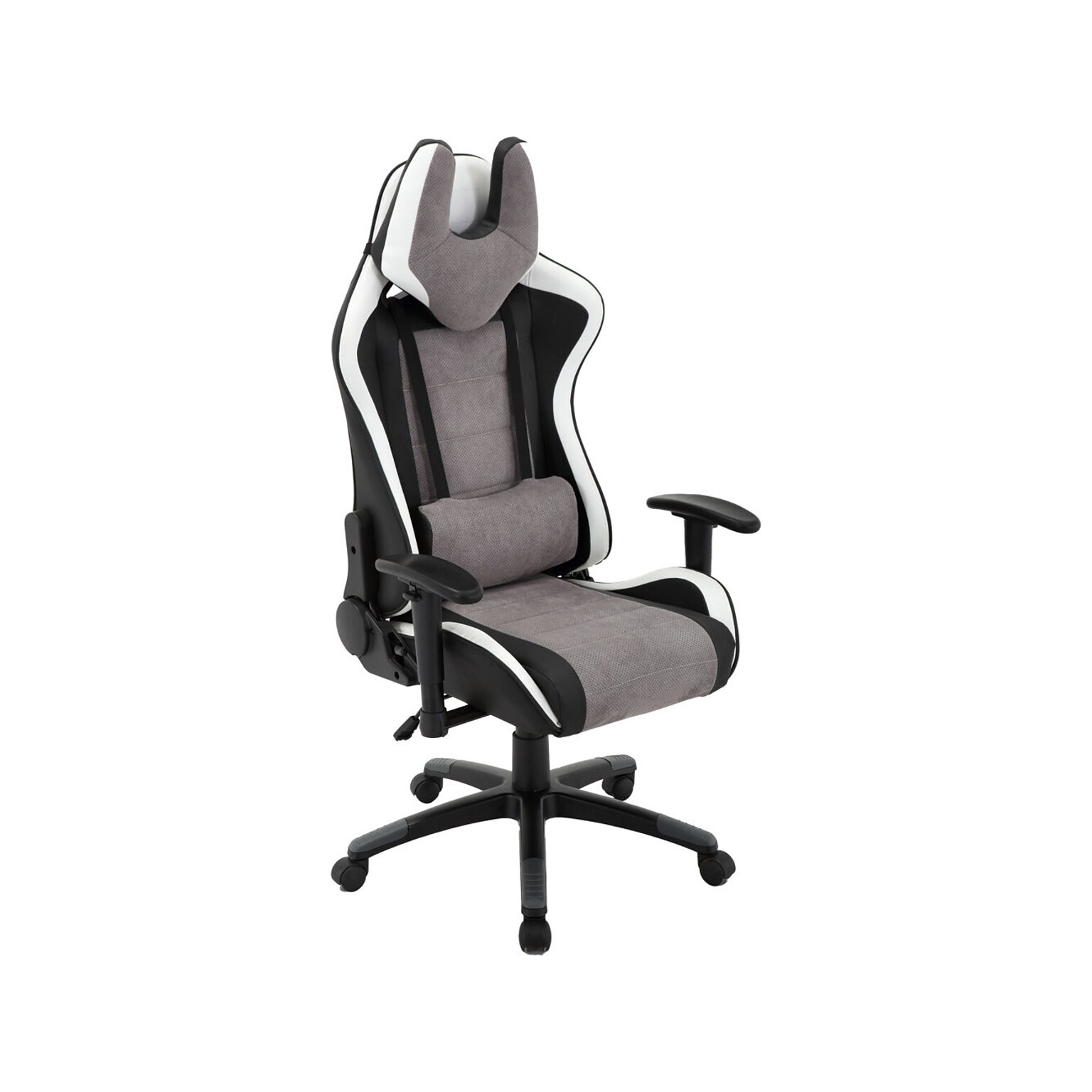 Hanover Commando Fabric Ergonomic Racing Gaming Chair, Black/Gray/White (HGC0107)