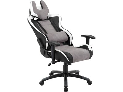 Hanover Commando Fabric Ergonomic Racing Gaming Chair, Black/Gray/White (HGC0107)