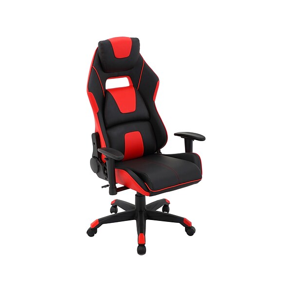 Hanover Commando Fabric Ergonomic Racing Gaming Chair Black Red