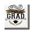 Amscan Achievement is Key Graduation Luncheon Napkin, White/Black/Gray/Gold, 100/Pack (712738)