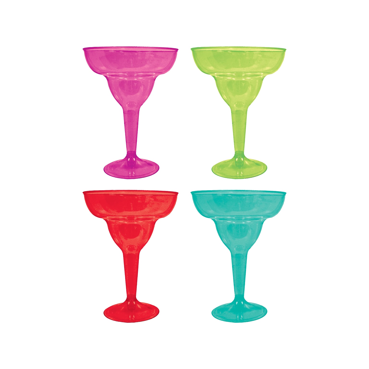 Amscan Margarita Party Glasses, Kiwi/Magenta/Red/Teal, 20/Set (357891)