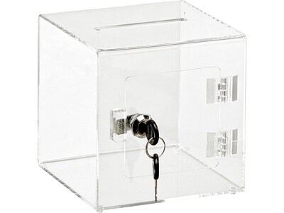 AdirOffice Locking Acrylic Ballot/Donation Box, Clear (637-02-1)