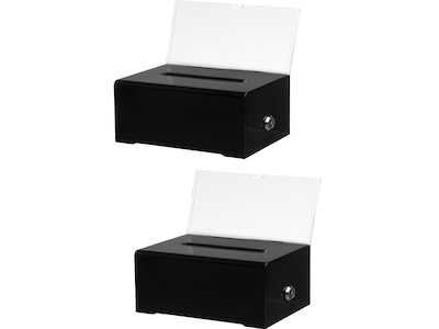 AdirOffice Locking Acrylic Suggestion Box, with Message Panel, Black, 2/Pack (637-BLK-2)