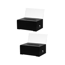 AdirOffice Locking Acrylic Suggestion Box, with Message Panel, Black, 2/Pack (637-BLK-2)