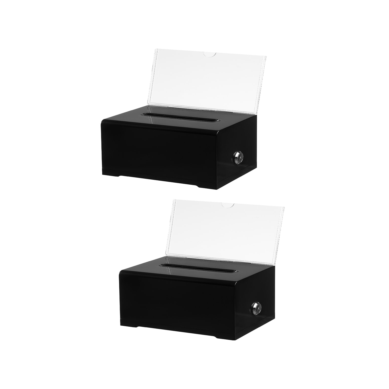 AdirOffice Locking Acrylic Suggestion Box, with Message Panel, Black, 2/Pack (637-BLK-2)