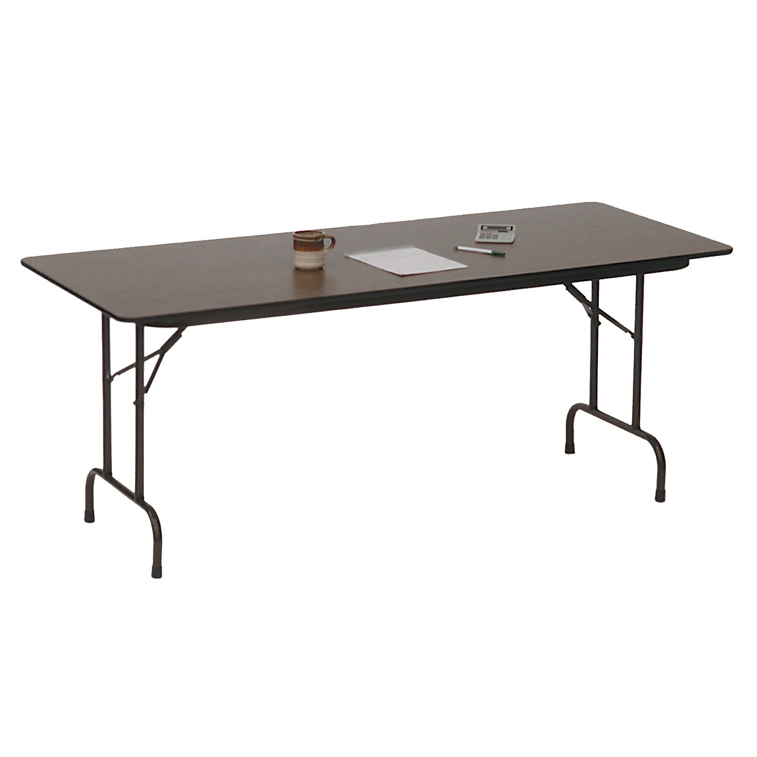 Correll® 36D x 96L Heavy Duty Folding Table; Walnut High Pressure Laminate Top