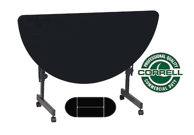 Correll 24W x 48L, Half-Round Adjustable Training Table Black Granite (FT2448HR)