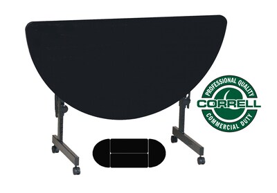 Correll 24W x 48L, Half-Round Adjustable Training Table Black Granite (FT2448HR)