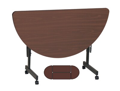 Correll 24W x 48L, Half-Round Adjustable Training Table Walnut (FT2448MRA-01)