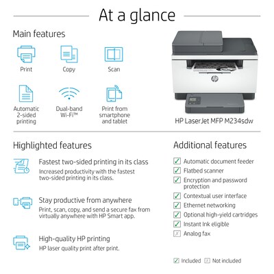 HP LaserJet MFP M234sdw Printer Wireless Black/White All-in-One Laser  Printing (6GX01F#BGJ) | Laserdrucker