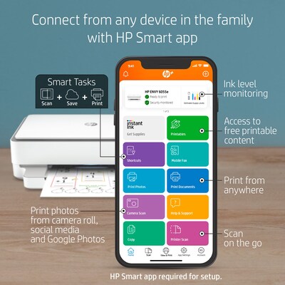 HP ENVY 6055e Wireless Color All-in-One Printer Includes 6 months of FREE Ink with HP+ (223N1A)