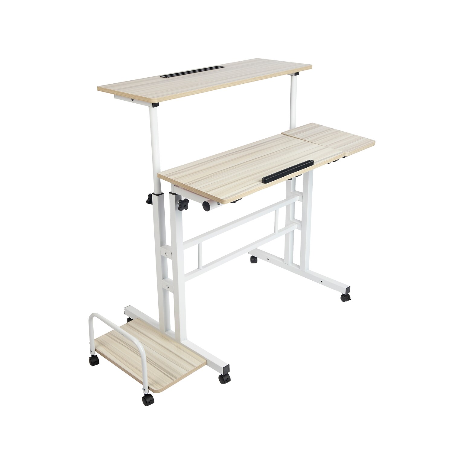 Mind Reader 30-44H Wood Adjustable Desk, White (SDROLLXL-WHT)