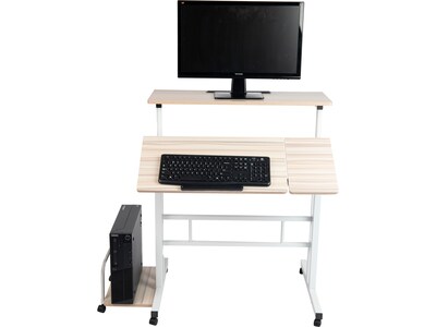 Mind Reader 30-44H Wood Adjustable Desk, White (SDROLLXL-WHT)