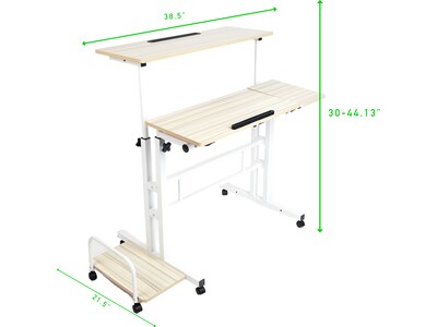 Mind Reader 30-44"H Wood Adjustable Desk, White (SDROLLXL-WHT)