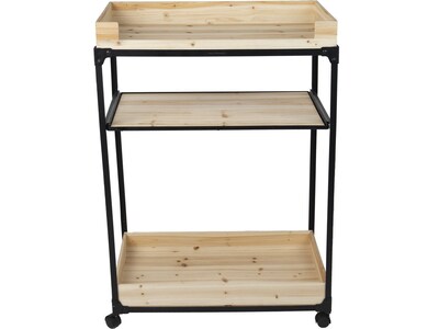 Mind Reader 3-Shelf Mixed Materials Mobile Utility Cart with Swivel Wheels, Black (BEVCART3T-BLK)